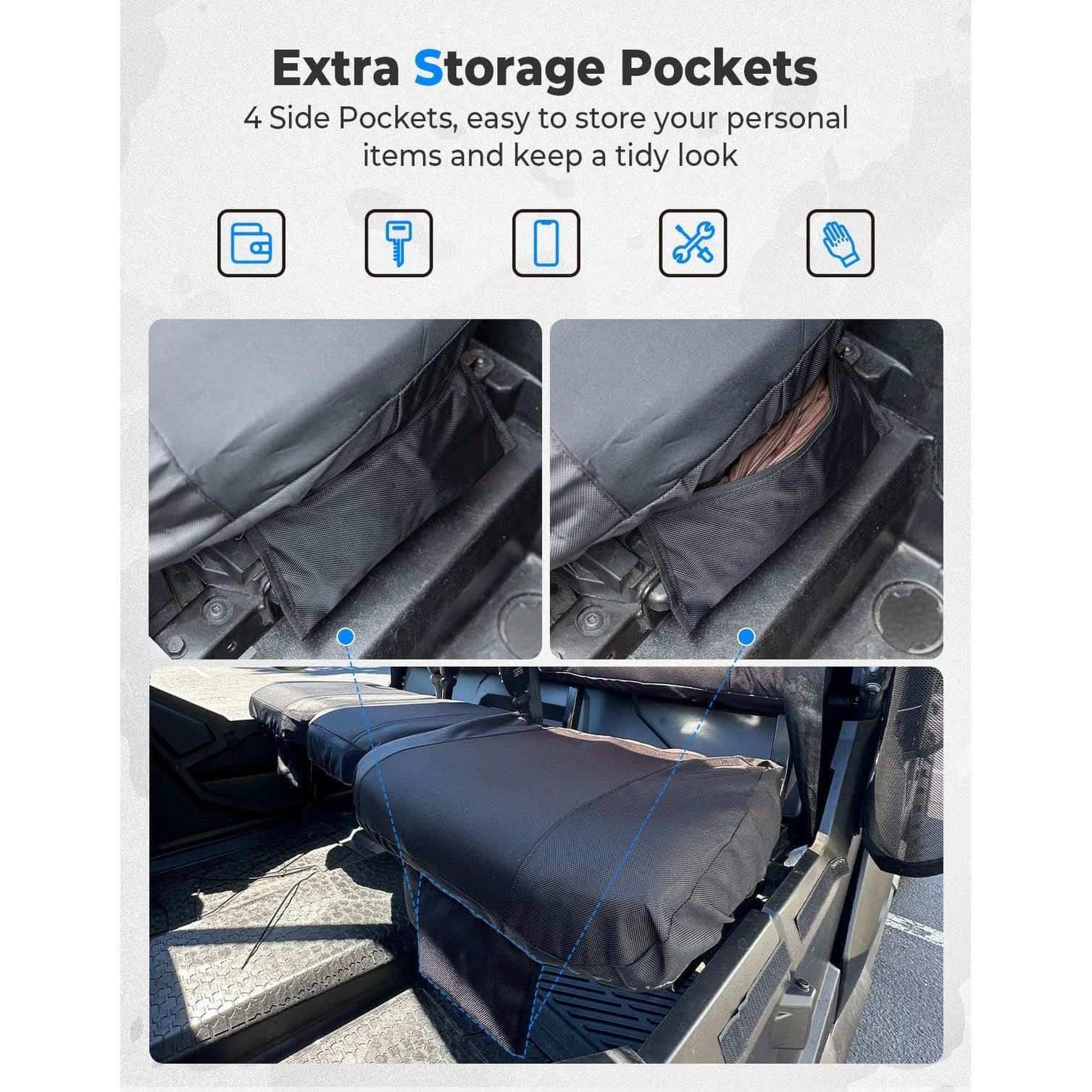 Kemimoto Tracker 800SX Water-Resistant Seat Cover w/ Storage Pocket