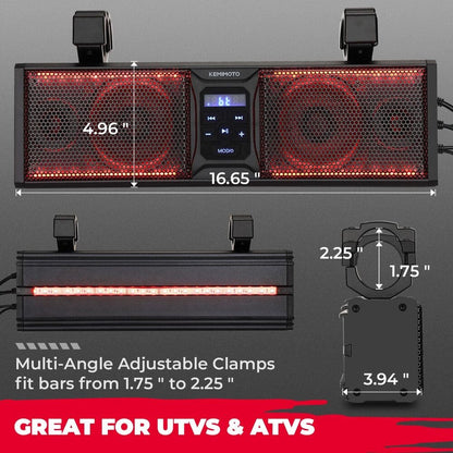 Kemimoto Universal 16" RGB Sound Bar 1.75''/2.25'' Roll Bar
