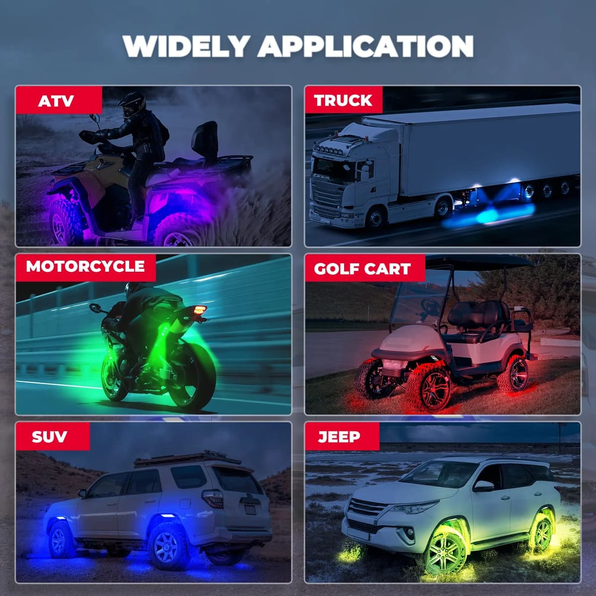 Kemimoto Universal 6 Pods RGB Rock Light Kit