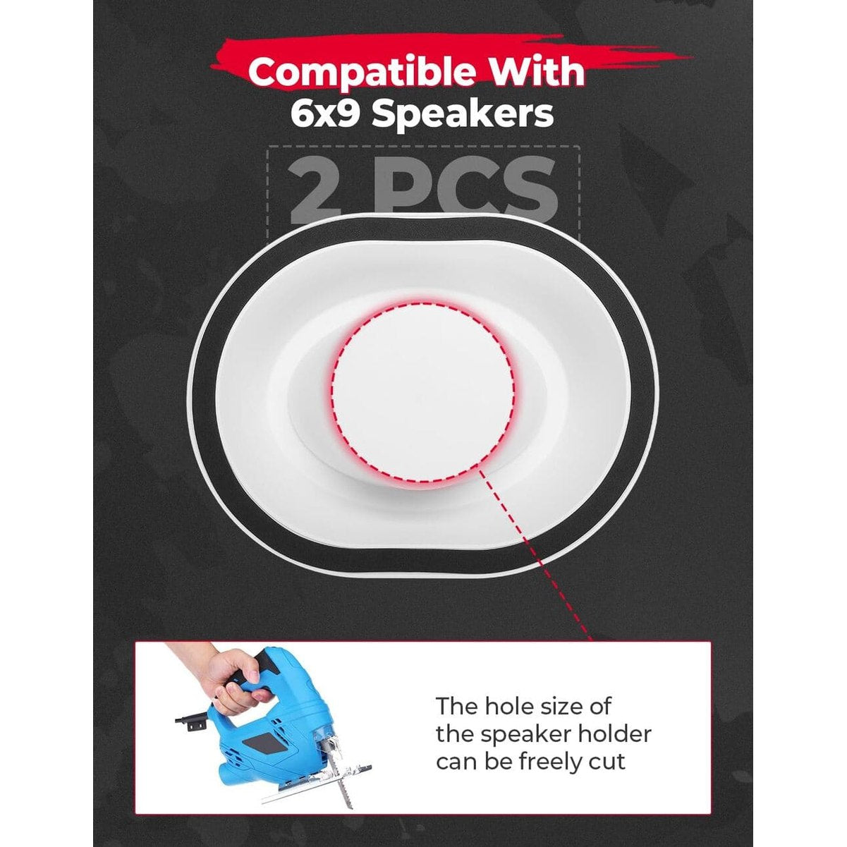 Kemimoto 6x9 Universal White Angeled Speaker Pods - 2 PCs