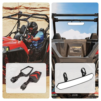 Kemimoto Universal Color Side View Mirrors & Rear View Mirror for 1.75"-2'' UTV Roll Bar