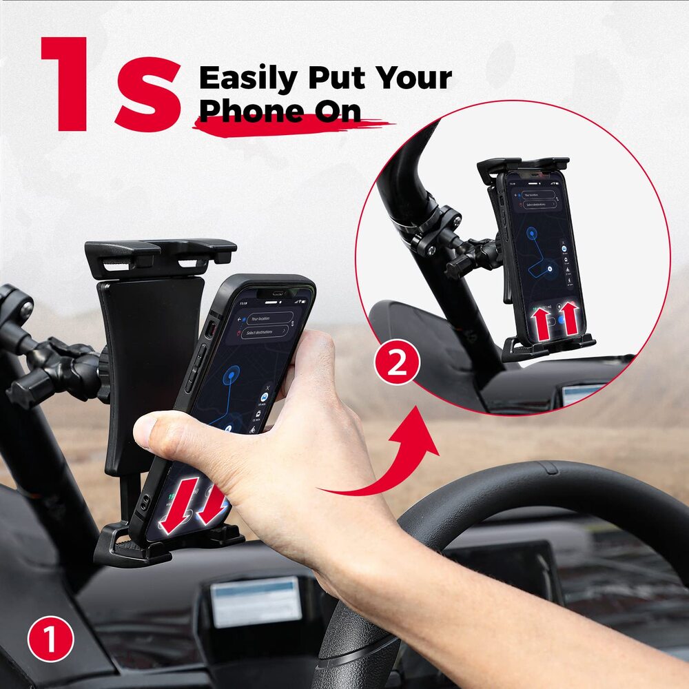 Kemimoto Universal Phone Holder for 0.6-1.25"/1.5-1.75" Roll Bar