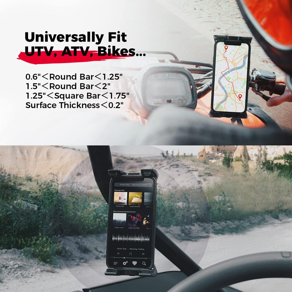 Kemimoto Universal Phone Holder for 0.6-1.25"/1.5-1.75" Roll Bar