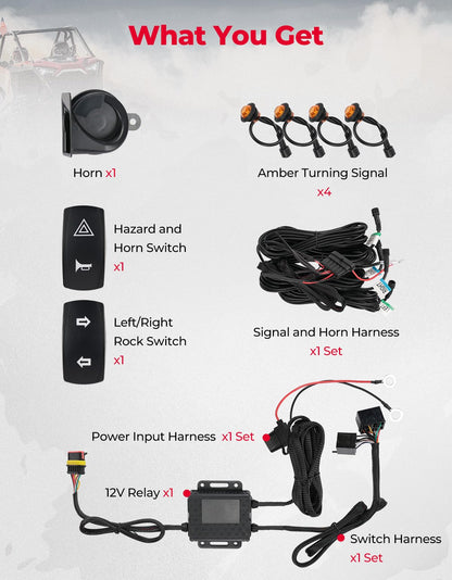 Kemimoto Universal Plug & Play Turn Signal Kit With Rocker Switch & 105D Horn