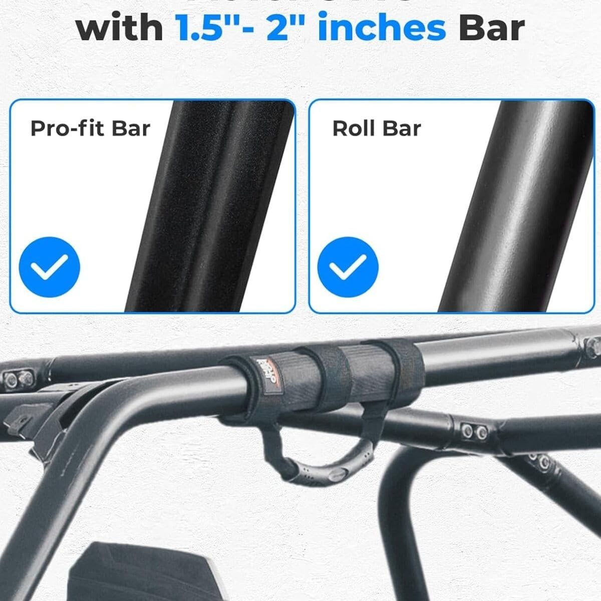 Kemimoto UTV 1.5"-2" Round Bar Cage Grab Handles - 4 Packs