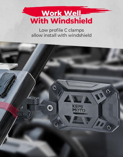 Kemimoto UTV Side Mirrors Tool-free Multi-Adjustment Mirrors for 1.65"-2" Roll Bar