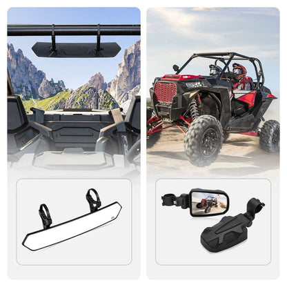 Kemimoto UTV 1.65"/2" Side Mirror with RBG Light & 1.75" Convex Side Mirror
