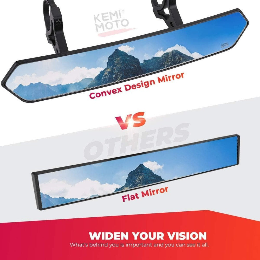 Kemimoto UTV 1.65"-2" Tube Rear View Mirror & 1.6"-2" Tube LED Side Mirrors