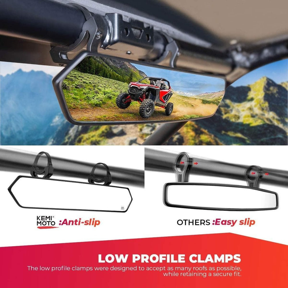 Kemimoto UTV 1.65"-2" Tube Rear View Mirror & 1.6"-2" Tube LED Side Mirrors