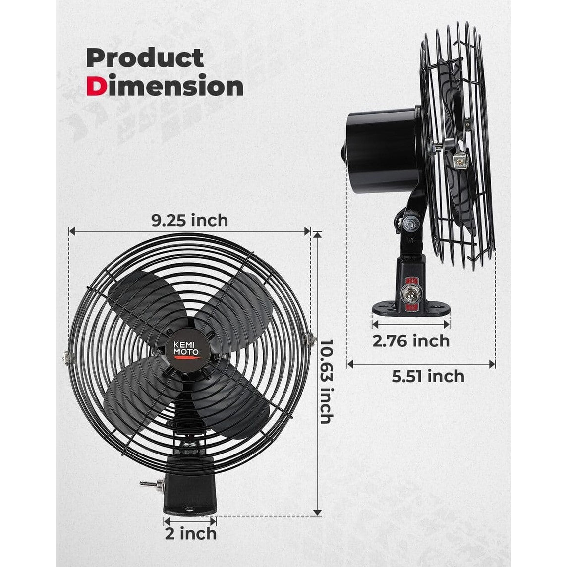 Kemimoto UTV 12V 8'' Cooling Fan