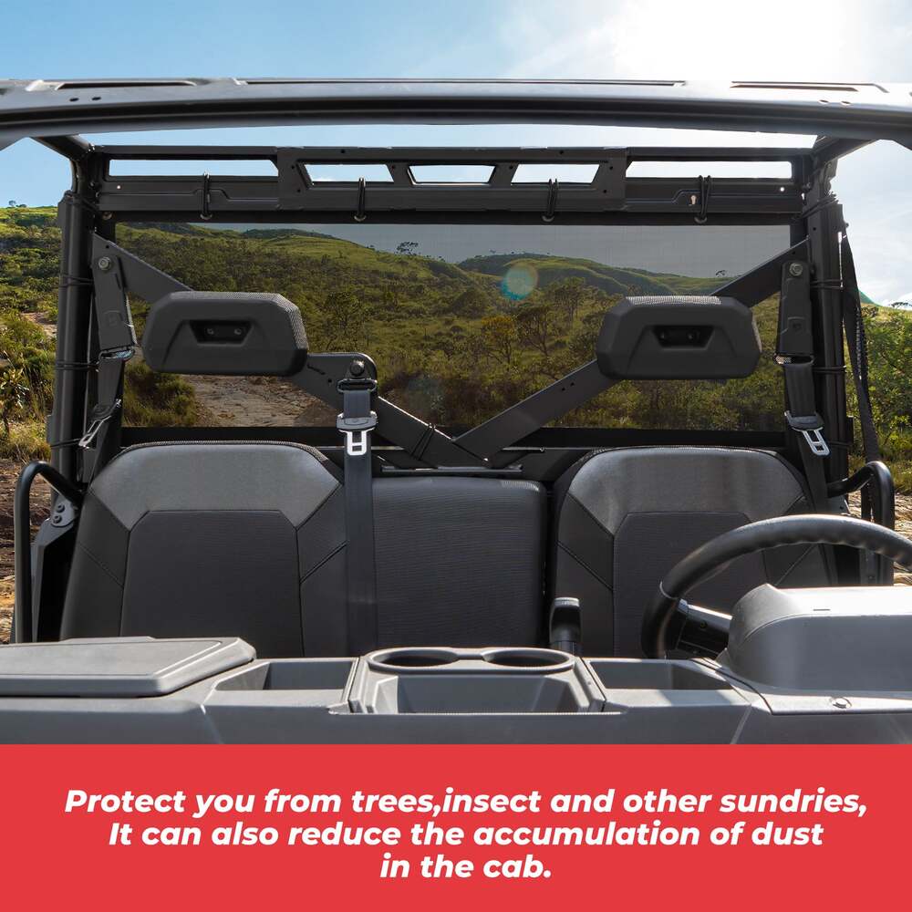 Kemimoto '17-'24 Polaris Ranger XP 1000 UTV Soft Rear Window Net Mesh Sun UV Protection