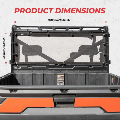 Kemimoto '17-'24 Polaris Ranger XP 1000 UTV Soft Rear Window Net Mesh Sun UV Protection