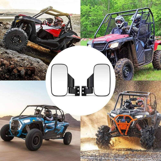 Kemimoto UTV Adjustable Rear View Mirror & Side Mirrors for 1.75"-2" Round Tube