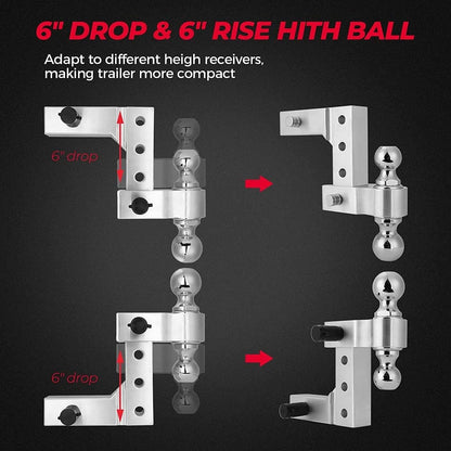 Kemimoto UTV Adjustable Trailer Hitch Ball Mount