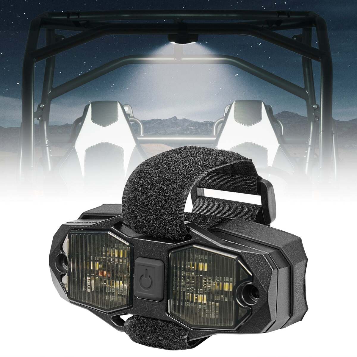 Kemimoto UTV Aluminum Waterproof Dome Light 600mAh Rechargeable for 1.5"-2" Roll Bar