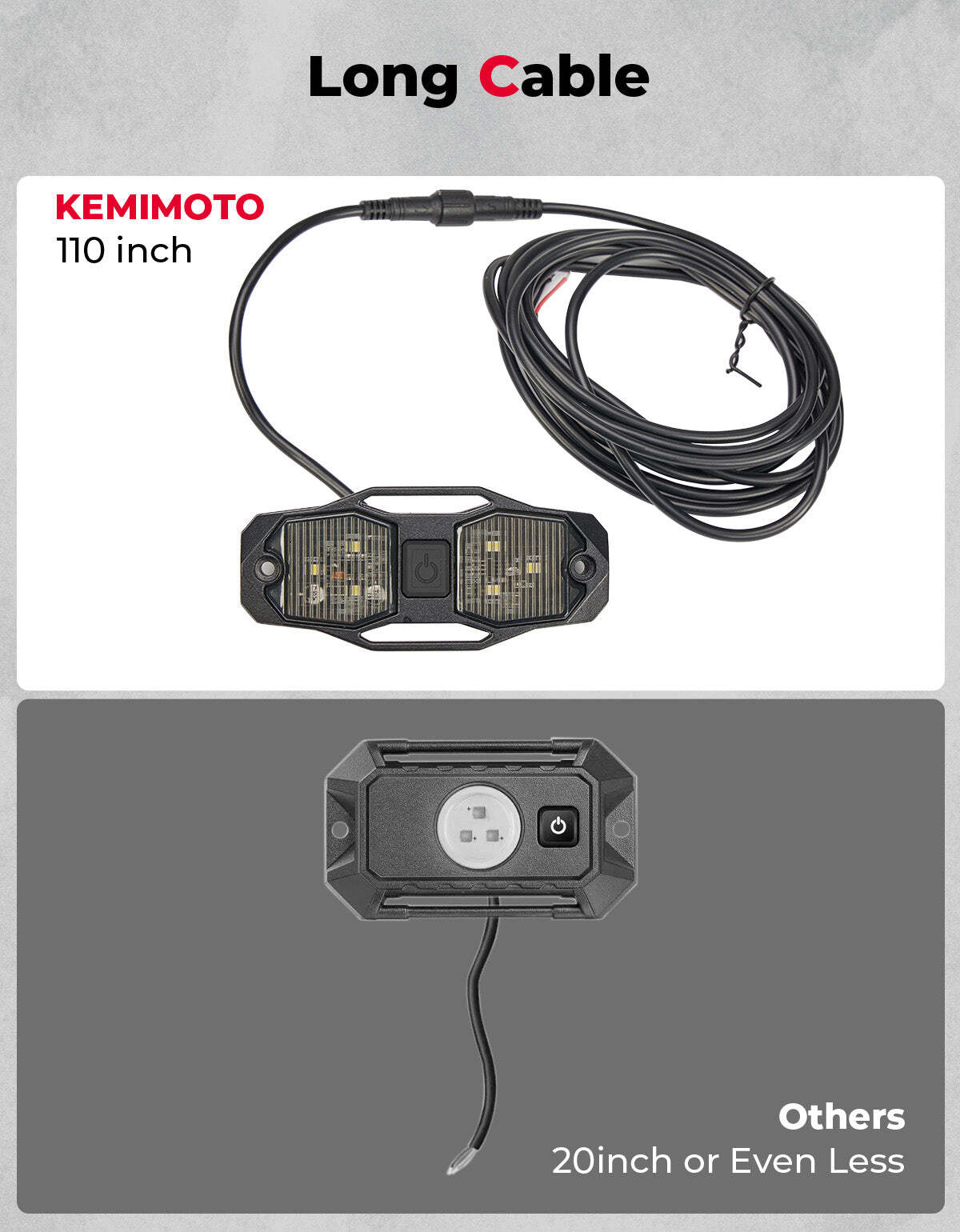 Kemimoto UTV Aluminum Waterproof Dome Light 600mAh Rechargeable for 1.5"-2" Roll Bar