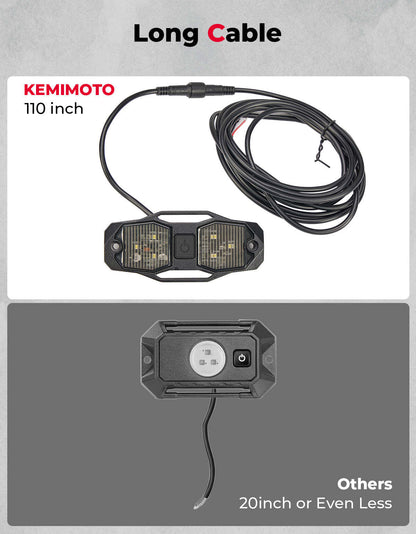 Kemimoto UTV Aluminum Waterproof Dome Light 600mAh Rechargeable for 1.5"-2" Roll Bar