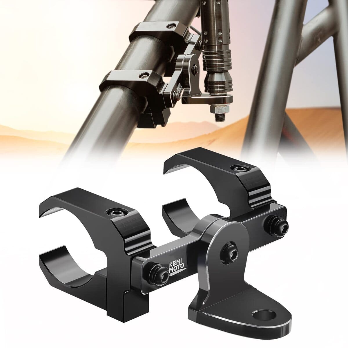 Kemimoto UTV Aluminum Whip Light Mount for 1.5 to 2" Roll Cage