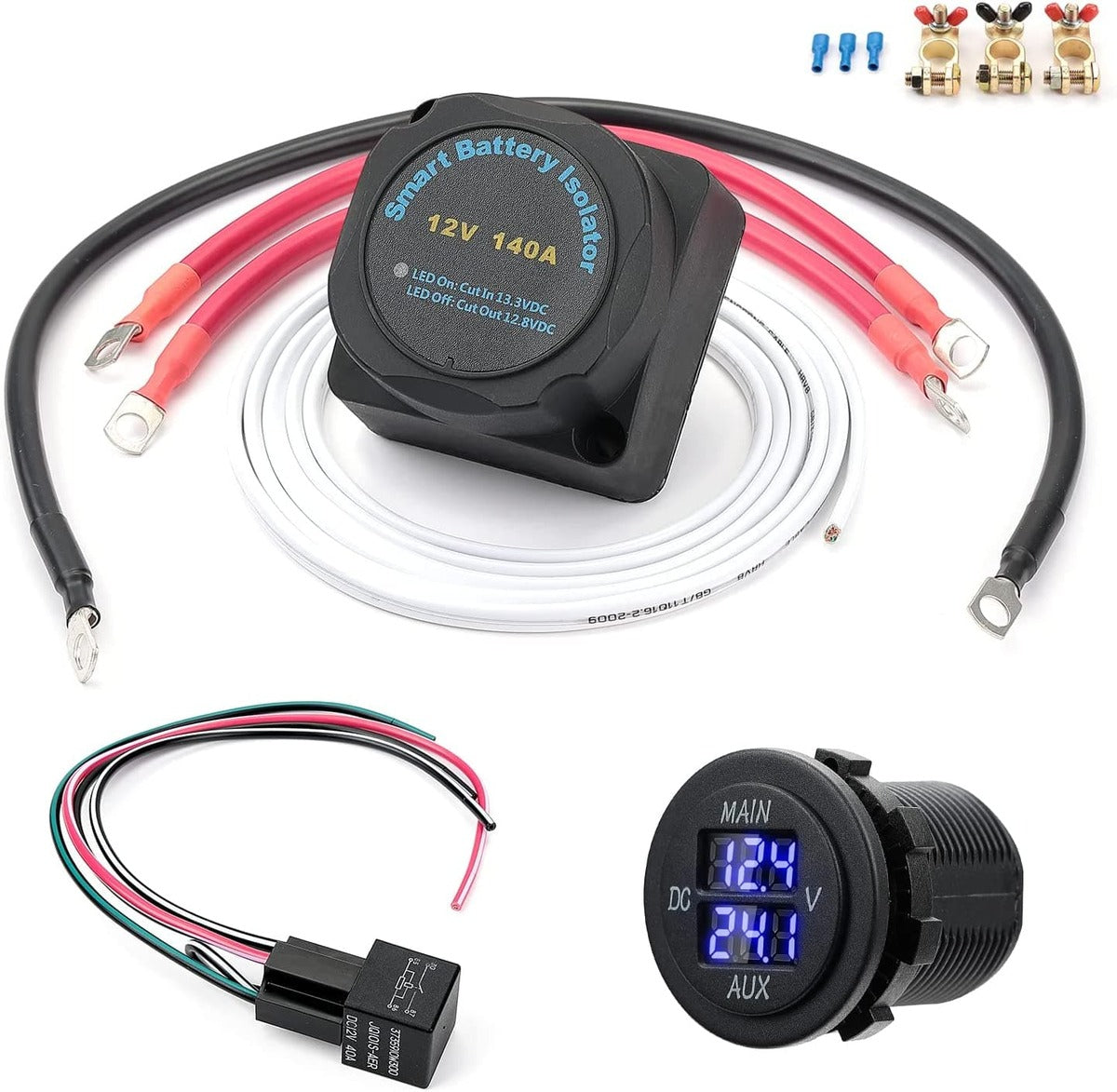Kemimoto UTV/ATV 12V 140AMP Dual Battery Isolator Kit