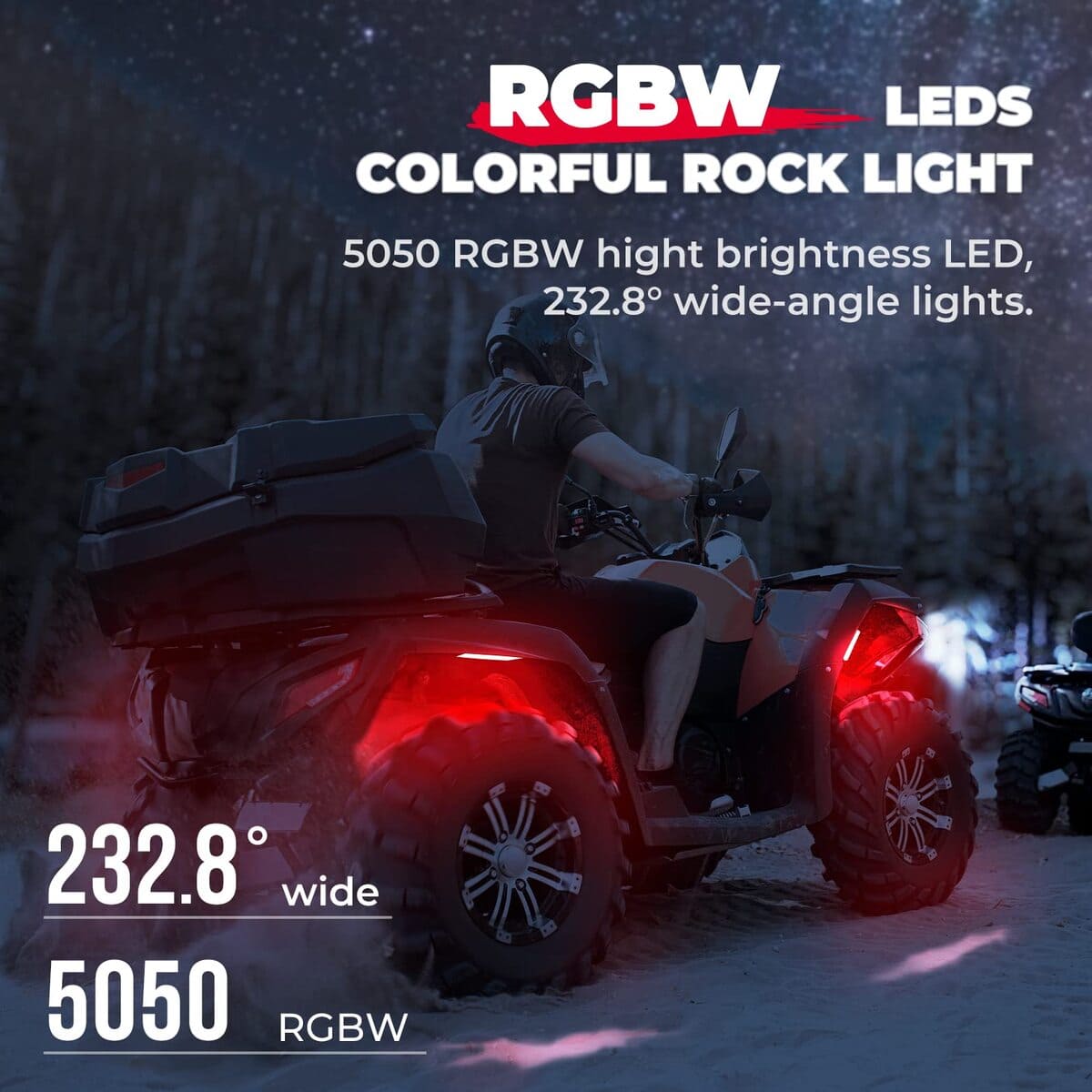 Kemimoto UTV / ATV 4-8 Pods RGB Rock Light Kit & Spiral Whip Lights