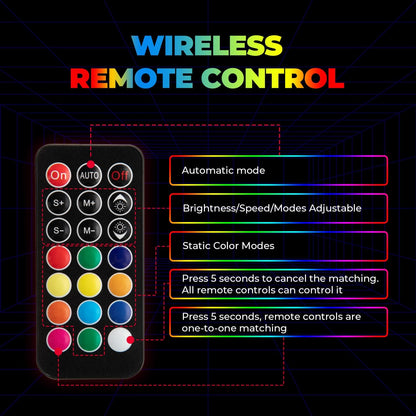 Kemimoto UTV ATV 5Ft 2Pcs Spiral Whip Light Bluetooth Control w/ Turn Signal Function