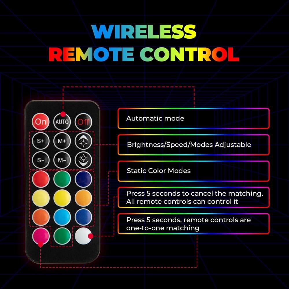 Kemimoto UTV/ATV 5ft Bluetooth Control Spiral Whip Light w/ Turn Signal Function - 2 PCs