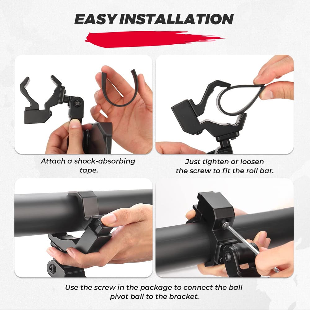 Kemimoto UTV Center Mirrors 1.5"/2" Roll Cage Bar