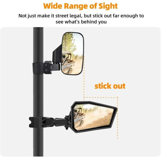 Kemimoto UTV Color Side Rear View Mirror 1.75" Roll Bar