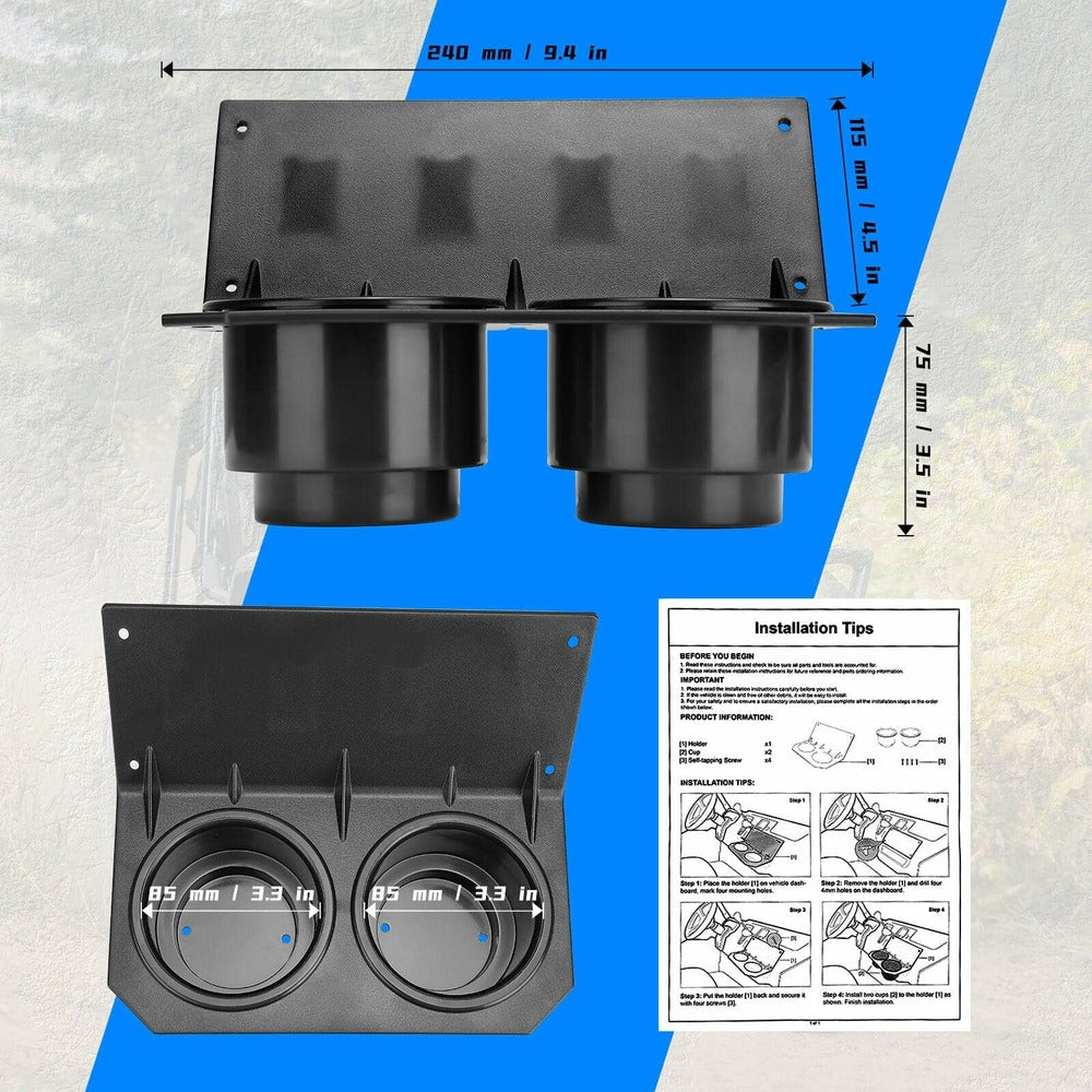Kemimoto UTV Honda Pioneer 1000/1000-5 Cup Holder with Switch Panel