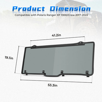 Kemimoto Polaris Ranger UTV Tint Hard Roof Rear Windshield