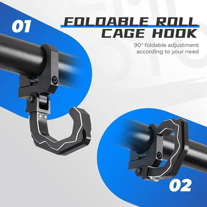Kemimoto UTV Polaris Roll Cage Helmet Hook fit 1.6"-2" Roll Bar
