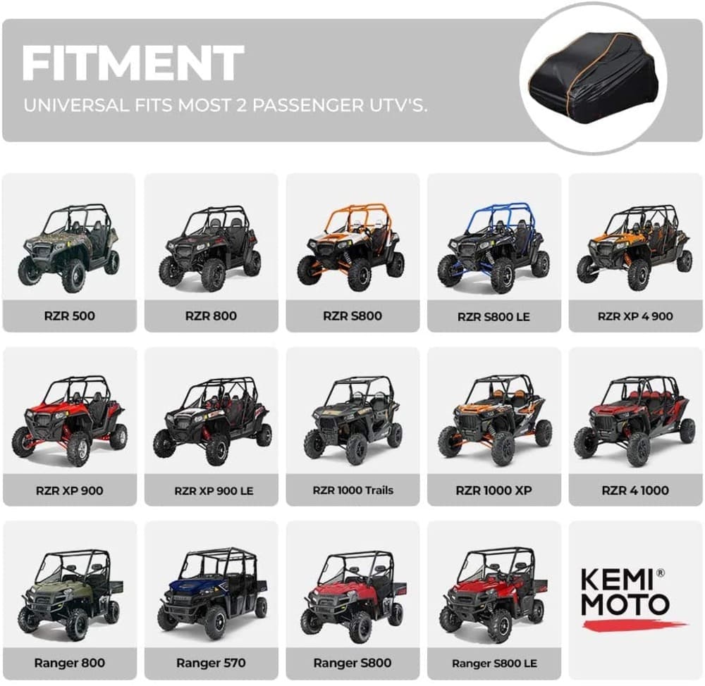 Kemimoto UTV Polaris RZR Cover with Rlective Strip