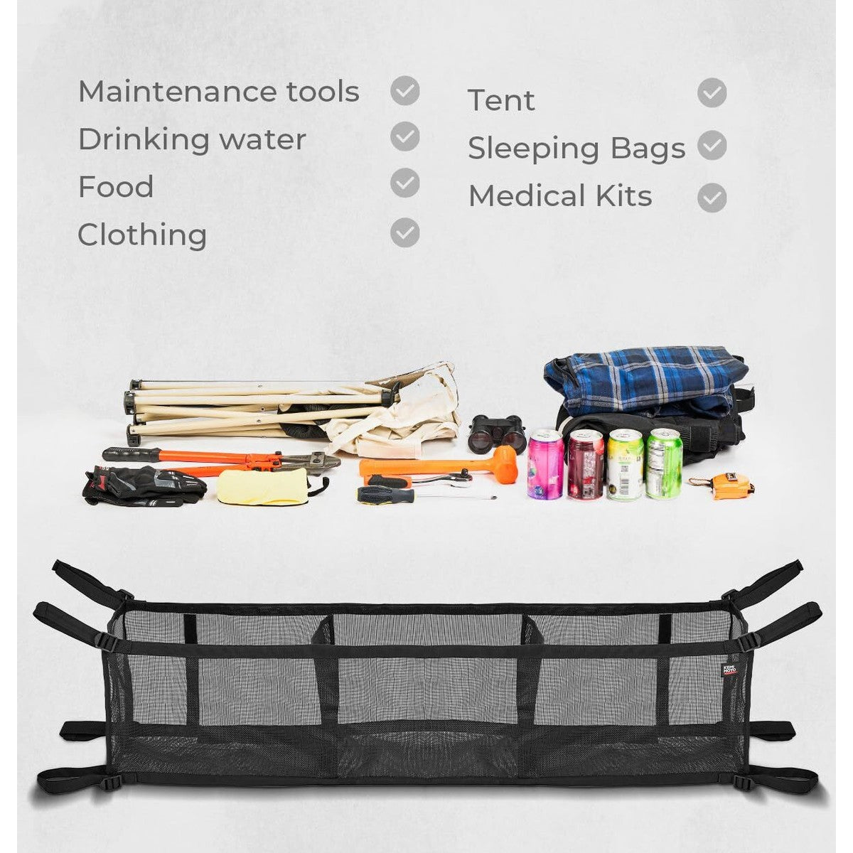 Kemimoto UTV Rear Bucket Storage Net