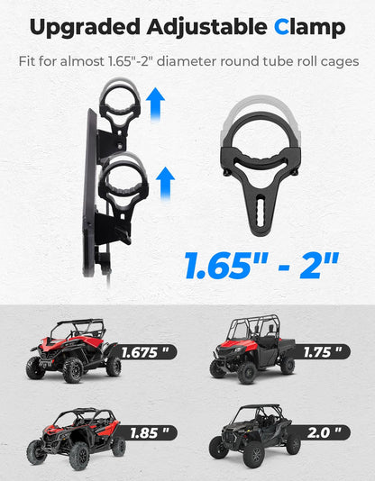 Kemimoto UTV Rear View Mirror with Folding Sun Visor for 1.65-2 inch Adjustable Clamp