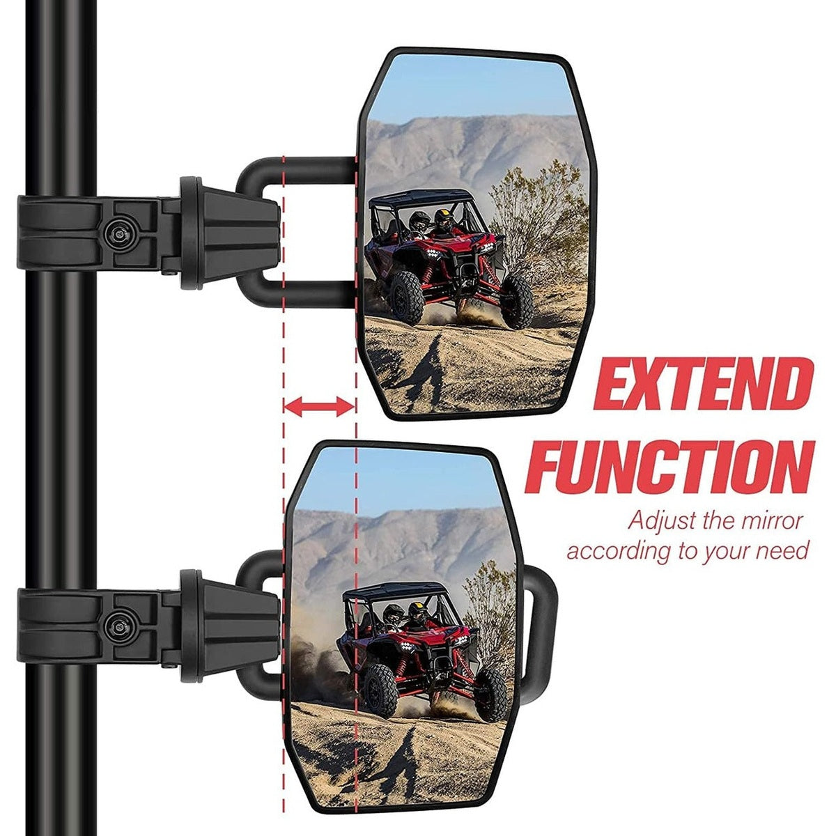 Kemimoto UTV Side View Mirrors 1.75"/2.0" Roll Bar