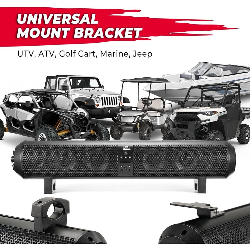 Kemimoto UTV Sound Bar System Bluetooth Speaker 500W 28" Outdoor Marine Soundbar