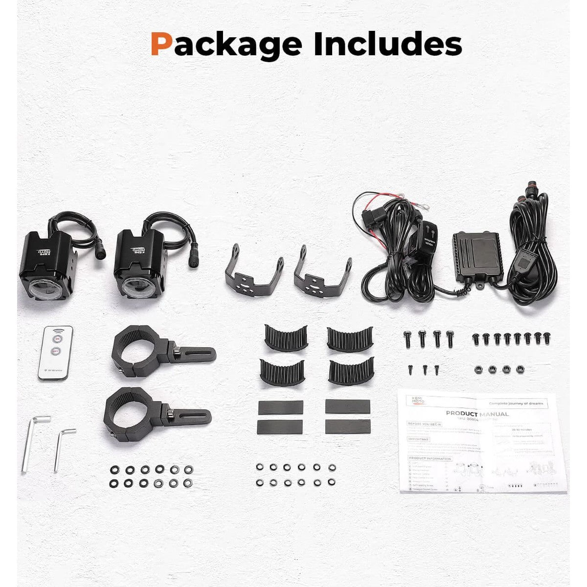 Kemimoto UTV Spot Beam Pod Lights w/ 1.5''-2'' Tube Clamp Kit