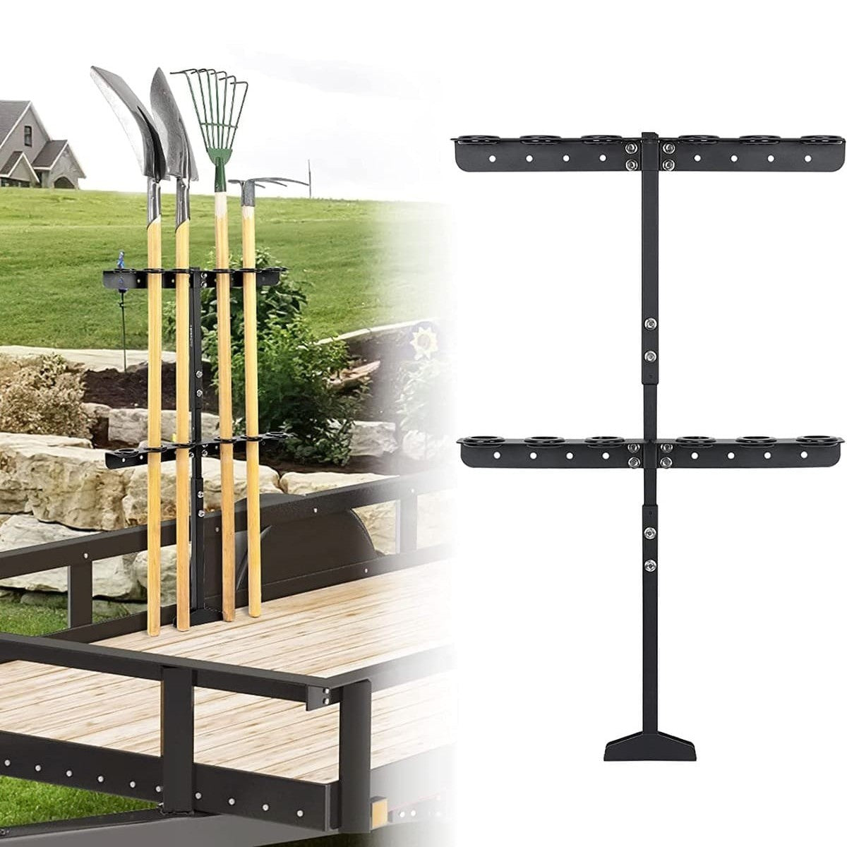 Kemimoto UTV Truck Trailer Mower Landscape Hand Tool Rack w/ 6 Hole