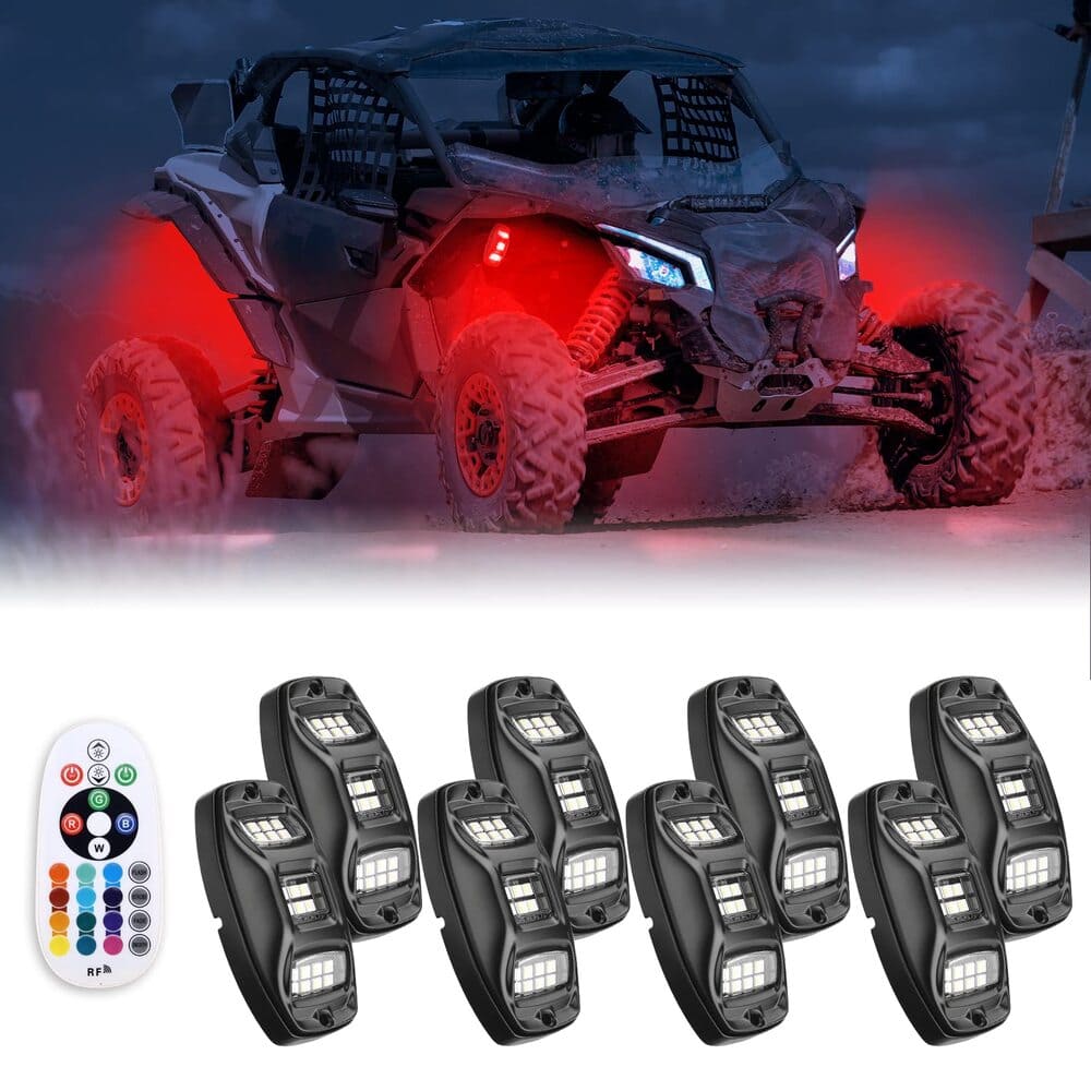 Kemimoto UTV Universal 8 Pods RGB Rock Light Kit