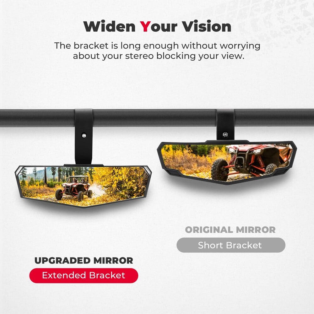 Kemimoto UTV Upgraded 1.75"-2" Crossbar Convex Mirror