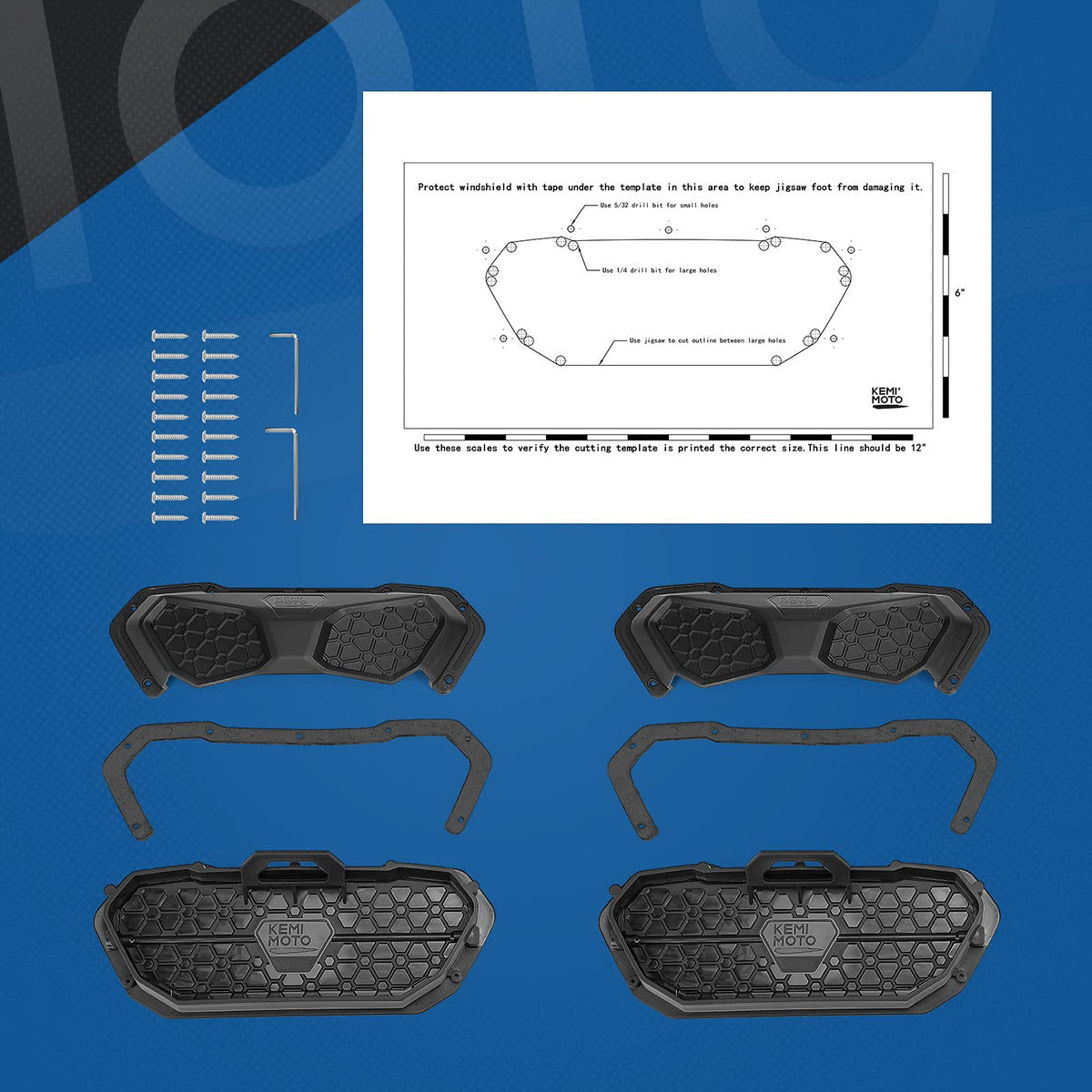 Kemimoto UTV Windshield Vent Kit for Polycarbonate Windshield
