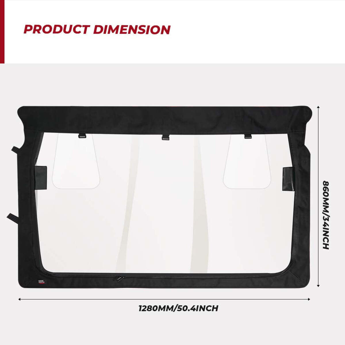 Kemimoto Yamaha Rhino/Massimo Rear Windshield with Zipper Back