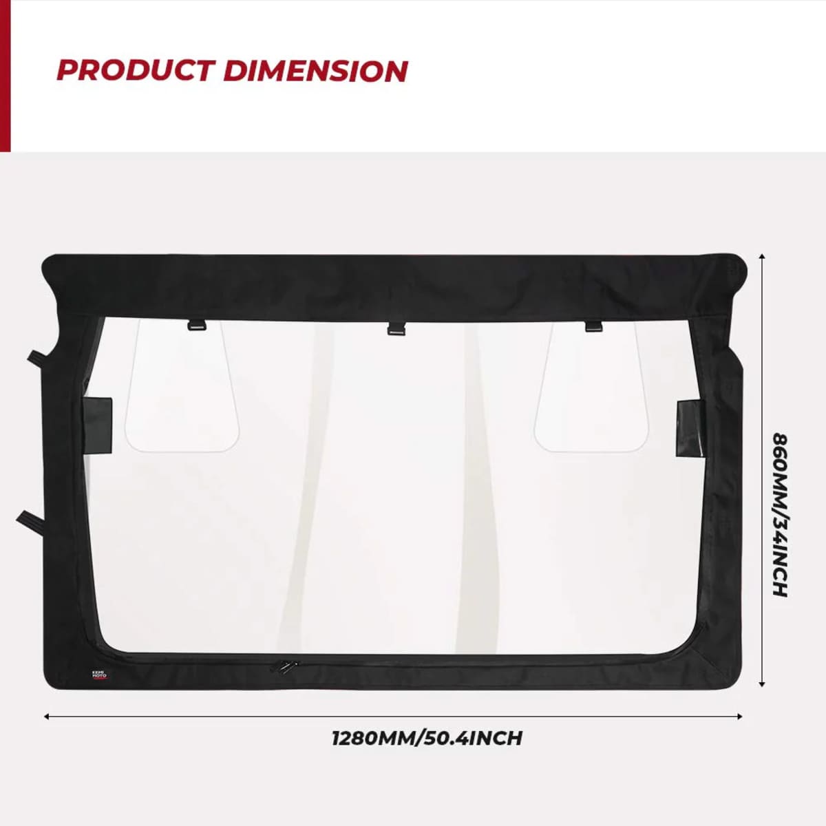 Kemimoto Yamaha Rhino Rear Windshield with Zipper Back