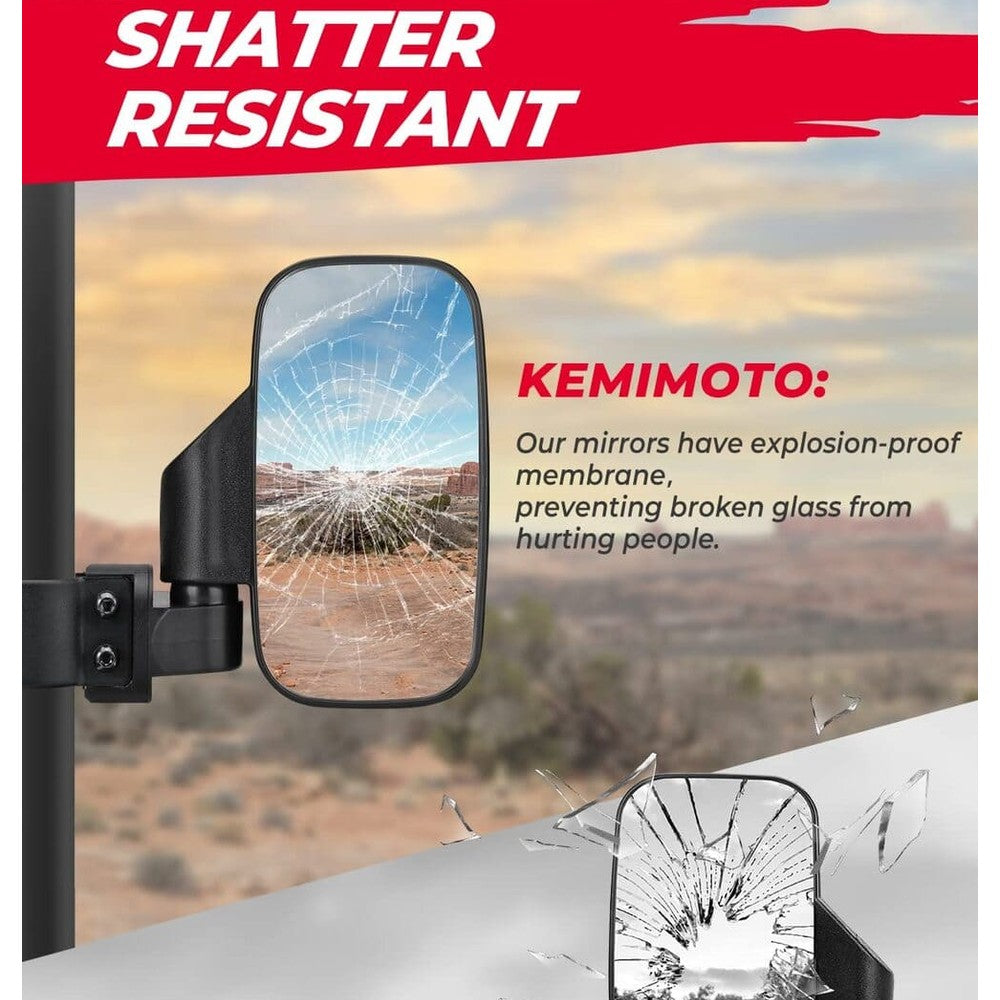 Kemimoto Yamaha Rhino UTV 1.75" - 2" Side View High Impact Convex Mirror