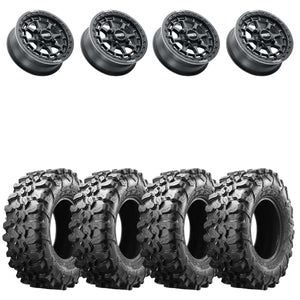 MetalFX 17" Outlaw Satin Black 4 Lug Beadlock & Maxxis Carnivore Radial Wheel & Tire Kit