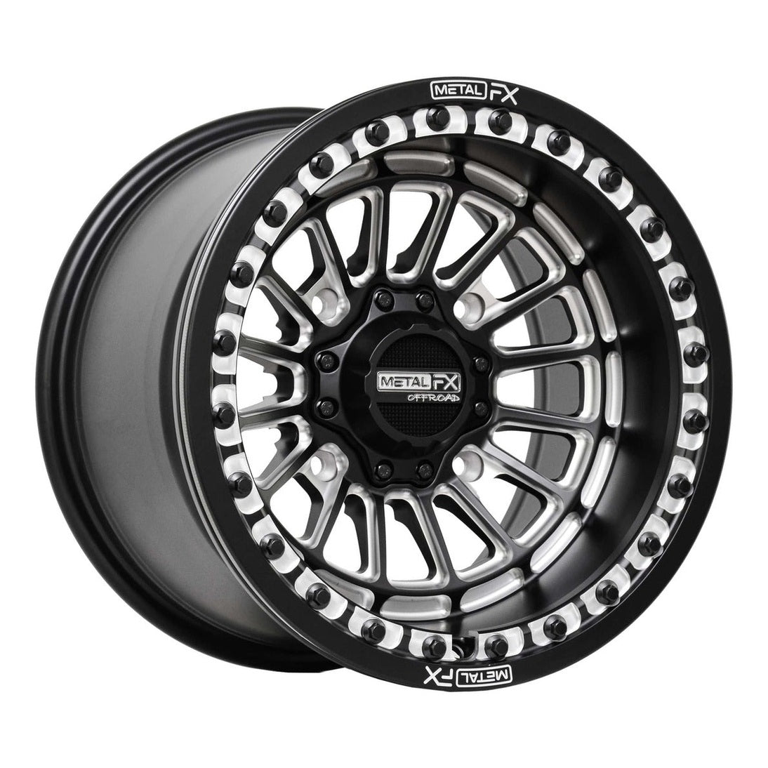 MetalFX Delta Matte Black Contrast Cut Beadlock & Maxxis Carnivore Radial Wheel & Tire Kit