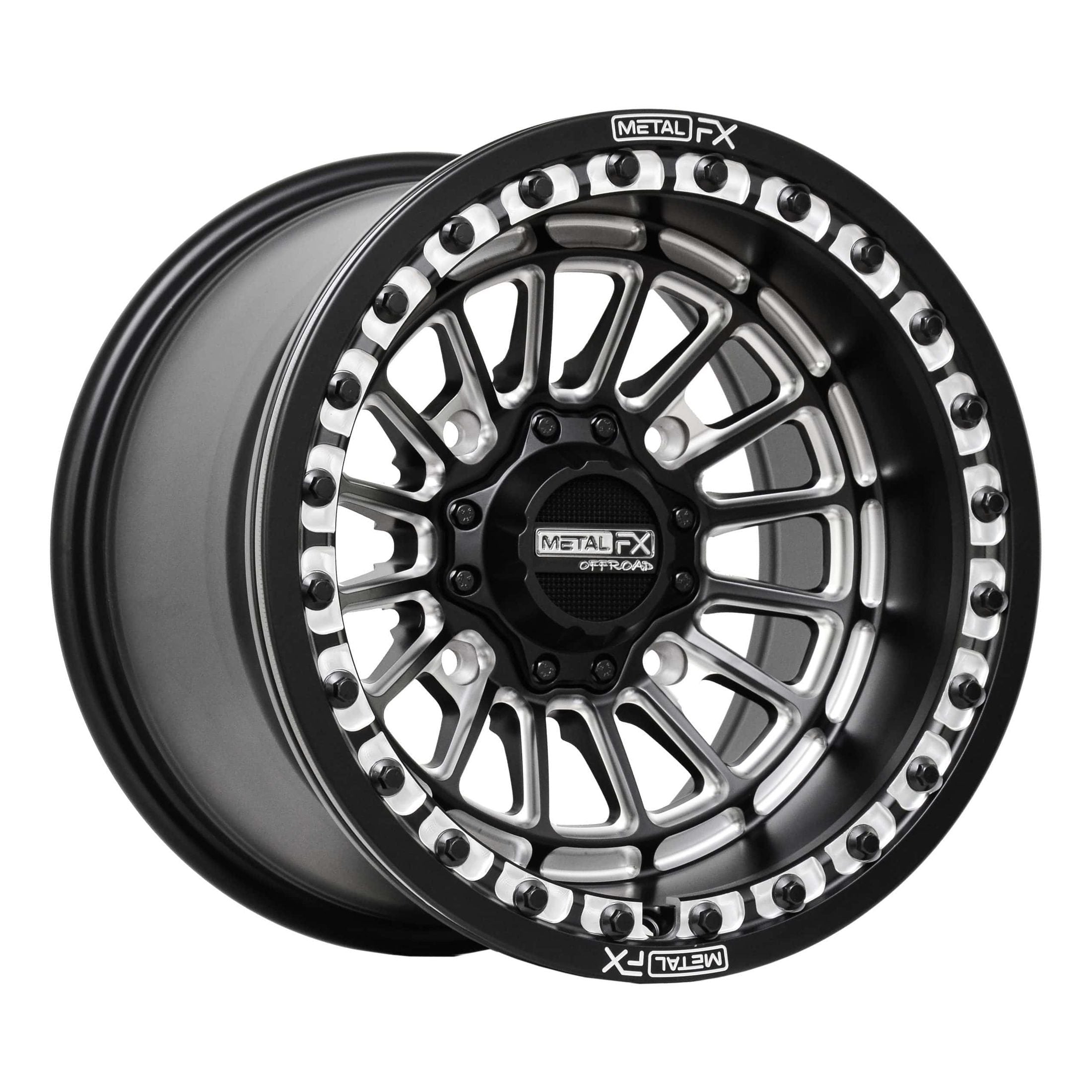 MetalFX Delta Matte Black Contrast Cut Beadlock & Maxxis Roxxzilla Radial Wheel & Tire Kit