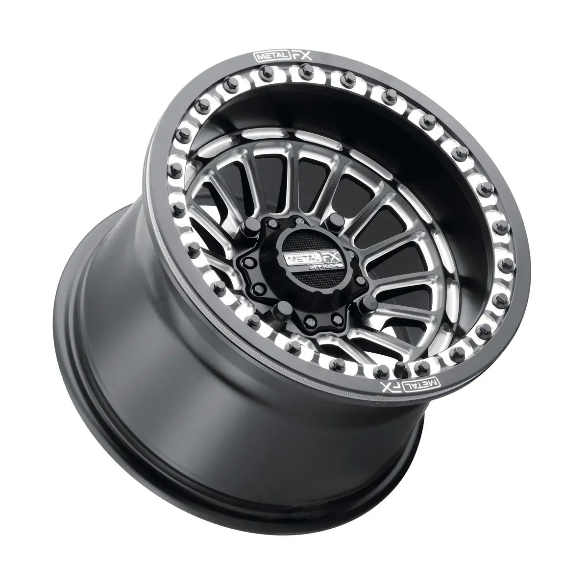 MetalFX Delta Matte Black Contrast Cut Beadlock & Maxxis Roxxzilla Radial Wheel & Tire Kit