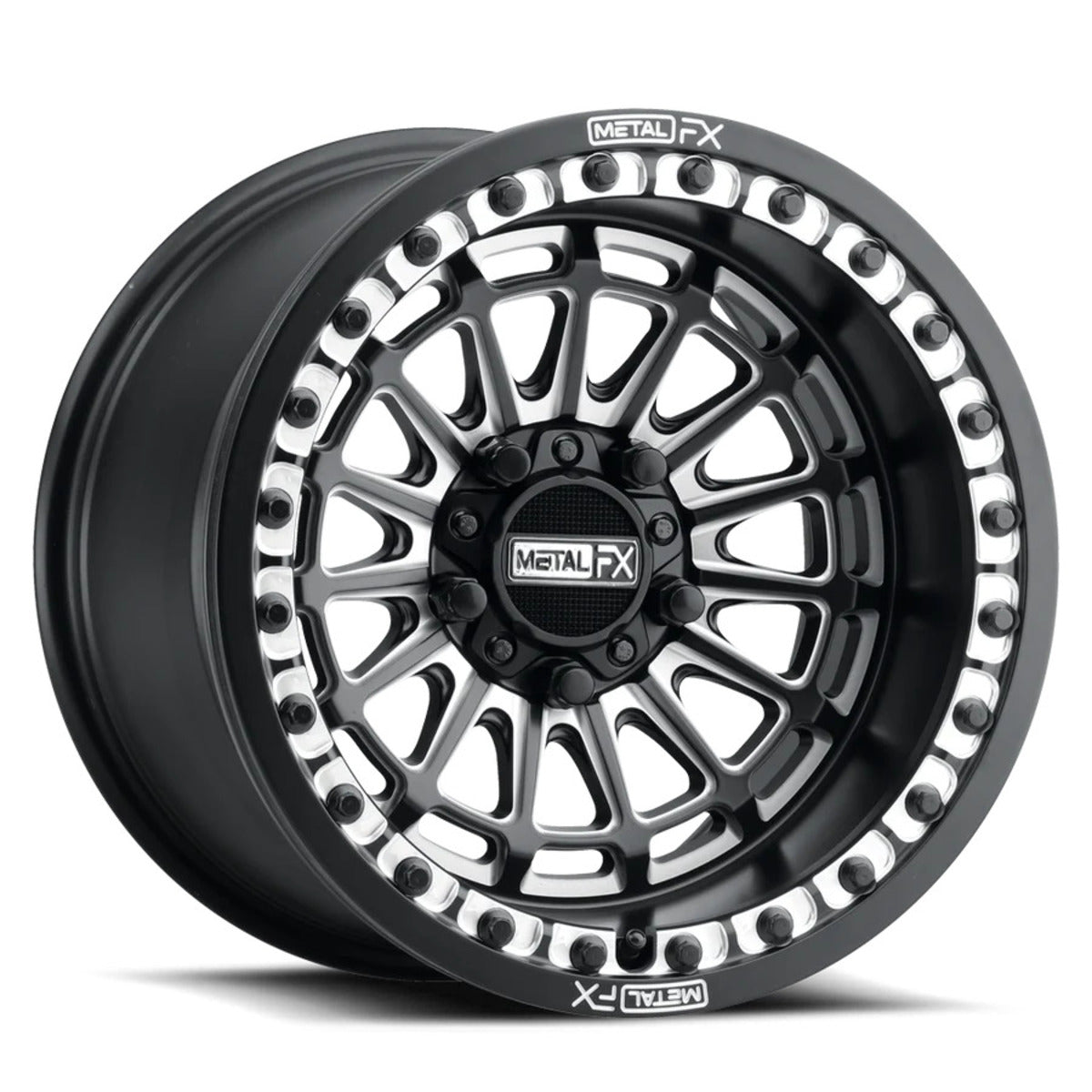 MetalFX Delta R Black Contrast Cut Beadlock & Maxxis Carnivore Radial Wheel & Tire Kit