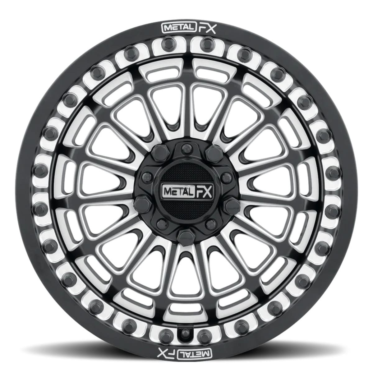 MetalFX Delta R Black Contrast Cut Beadlock & Maxxis Roxxzilla Radial Wheel & Tire Kit